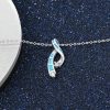European New Trendy Bohemian Sapphire Blue Opal Necklace Silver 925 Sterling Silver Twisted Necklaces For Women Jewelry