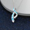 European New Trendy Bohemian Sapphire Blue Opal Necklace Silver 925 Sterling Silver Twisted Necklaces For Women Jewelry