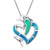 Fashion 925 Sterling Silver Jewellery Dolphin Blue Opal Heart Necklace Hotsale Walmart Opal Necklace