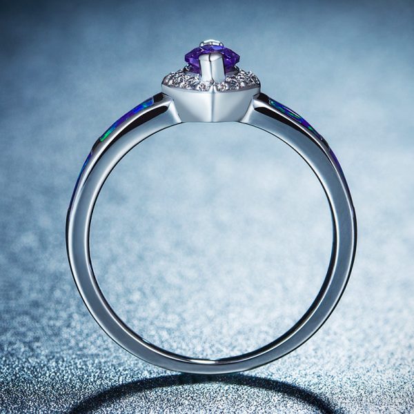 Fashion Genuine 925 Sterling Silver Opal And Amethyst Ring Sterling Silver Rings For Sale