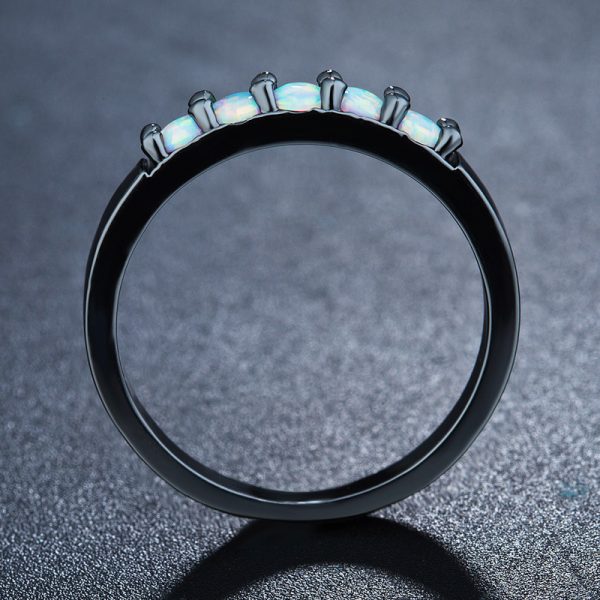 Fashion Sterling Silver Opal Ring For Women With Black Gold Plating Simple Opal Ring Wholesale