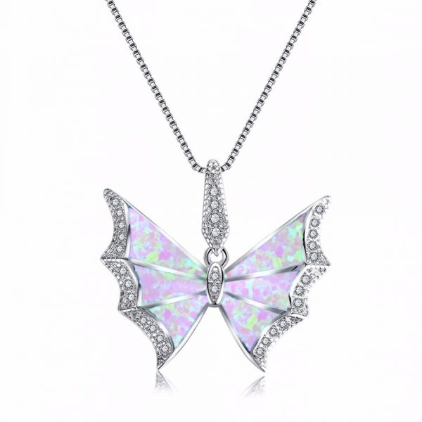 Fashion Women Elegant Inspired Bib Opal Butterfly Collar Necklace Hot Selling Wholesale Opal Pendant Necklace