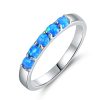 Guangzhou Factory 925 Sterling Silver Blue Fire Opal Ring Europe Popular Blue Opal Rings