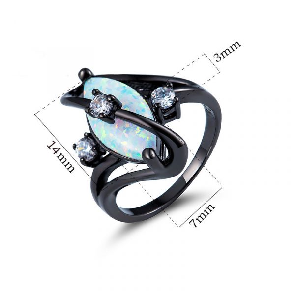 Guangzhou Factory 925 Sterling Silver Solid Opal Ring Black Opal Wedding Rings