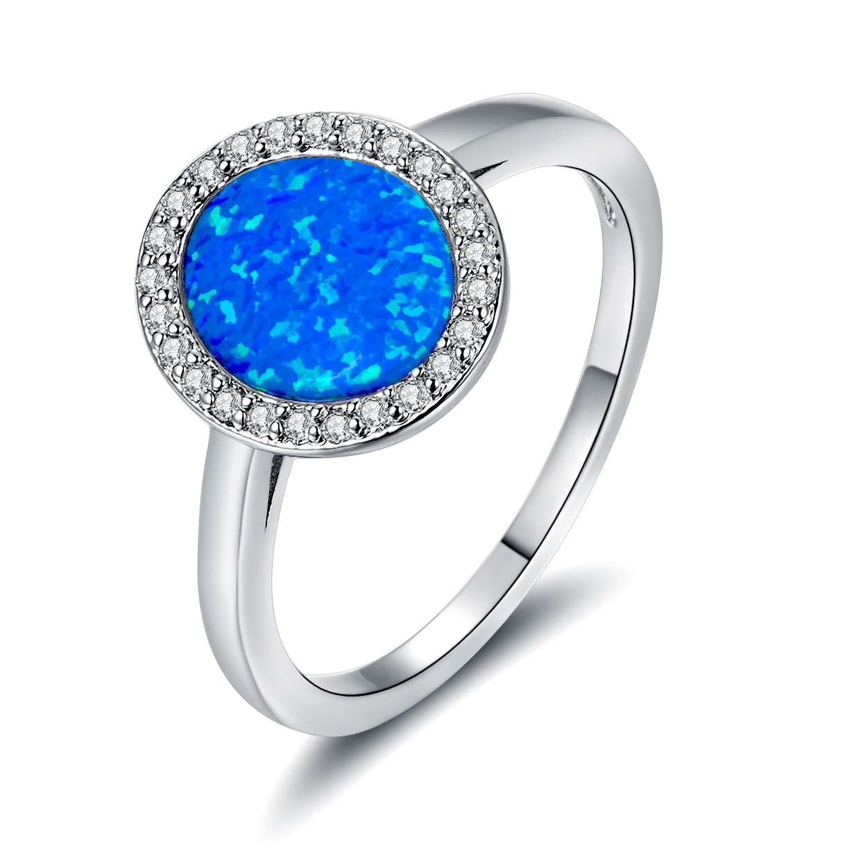 High Quality 925 Sterling Silver Blue Opal Engagement