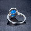 High Quality 925 Sterling Silver Blue Opal Engagement Rings Opal Wedding Rings For Women