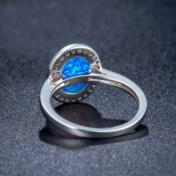 High Quality 925 Sterling Silver Blue Opal Engagement Rings Opal Wedding Rings For Women