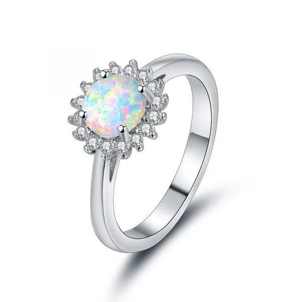 High Quality Large Stone 925 Stamped Sterling Silver Dainty Opal Ring For Women Wholesale