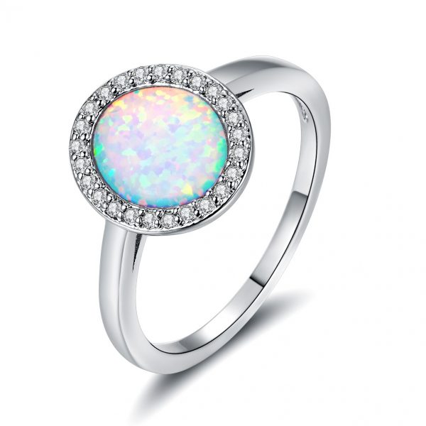 High Quality Large Stone 925 Stamped Sterling Silver Opal Engagement Ring For Women Wholesale