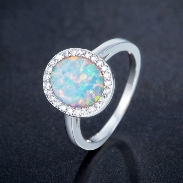 High Quality Large Stone 925 Stamped Sterling Silver Opal Engagement Ring For Women Wholesale