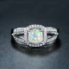 High quality 925 Sterling Silver Opal Promise Rings OEM Service For Fire Opal Engagement Rings