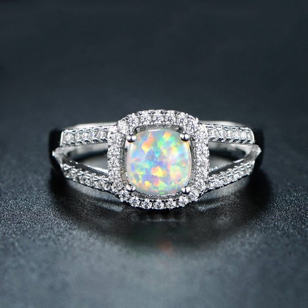 High quality 925 Sterling Silver Opal Promise Rings OEM Service For Fire Opal Engagement Rings