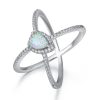 Latest Fashion Rhodium Plating 925 Sterling Silver Custom Opal Band Rings Simple Opal Ring