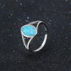 Latest Fashion Rhodium Plating Blue Opal Engagement Rings Opal Wedding Rings For Girls