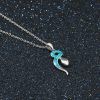 Natural Opal Necklace 925 Sterling Silver Snake Shape Pendant Necklace Opal Jewelry