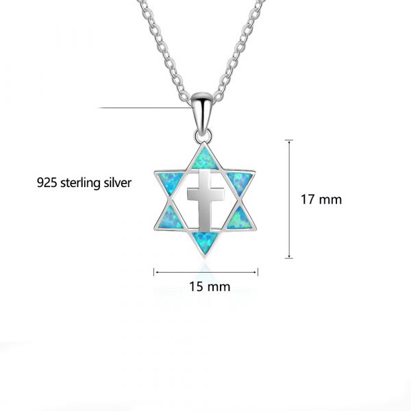 Opal Cross Pendant Costume Jewelry Six-pointed Star Pendant Hexagram Jewish David Star Necklace With Opal Stone