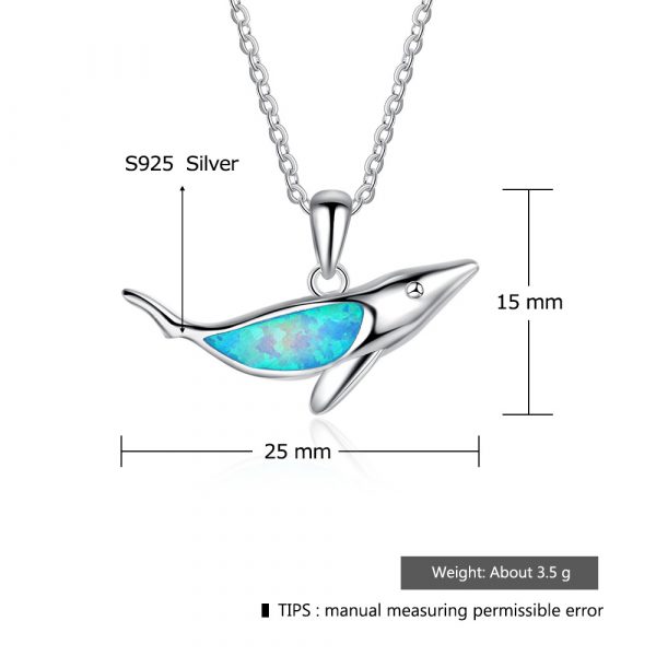 Personalized Unique Whale Shaped Blue Opal Necklace 925 Silver Pendant Necklace For Women Neck Nice Jewelry