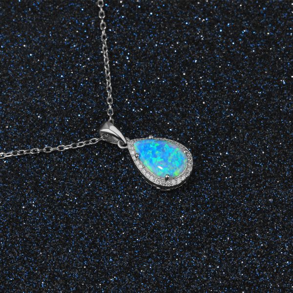 Vintage Classic Opal Teardrop Necklace For Women Autumn Fall Fashion Dainty Tiny Opal Jewelry Gifts