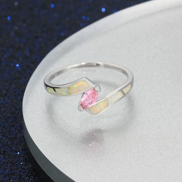 Wholesale Custom 925 Sterling Silver Opal And Ruby Ring Opal Wedding Rings For Women