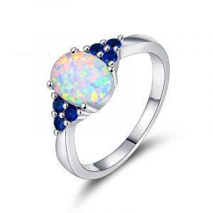 Wholesale Custom 925 Sterling Silver Opal And Sapphire Ring Opal Wedding Rings For Women
