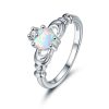 Wholesale Genuine 925 Sterling Silver Opal Claddagh Ring Genuine Opal Rings