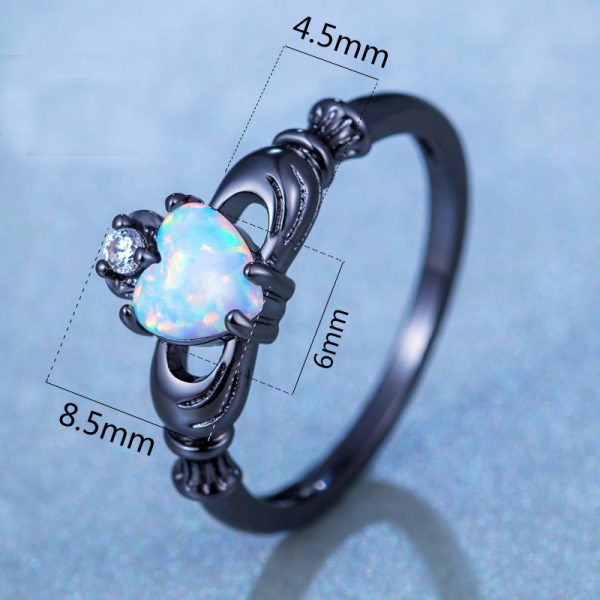 Wholesale Genuine 925 Sterling Silver Opal Claddagh Ring Genuine Opal Rings