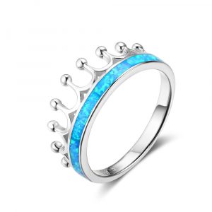 Wholesale Genuine 925 Sterling Silver Rings For Women Queen&Princess Crown Design Opal Stone Ring