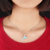Wholesale Jewelry Australian Opal Dolphin Pendant 925 Silver Necklace Blue Fire Opal Jewelry Gifts For Mom
