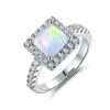 Wholesale Rhodium Plated 925 Sterling Silver Opal Engagement Ring Real Opal Rings For Bridal