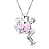 Women Summer Blue Opal Frog Chunky Necklace Fashion Animal 925 Sterling Silver Opal Pendant Necklaces